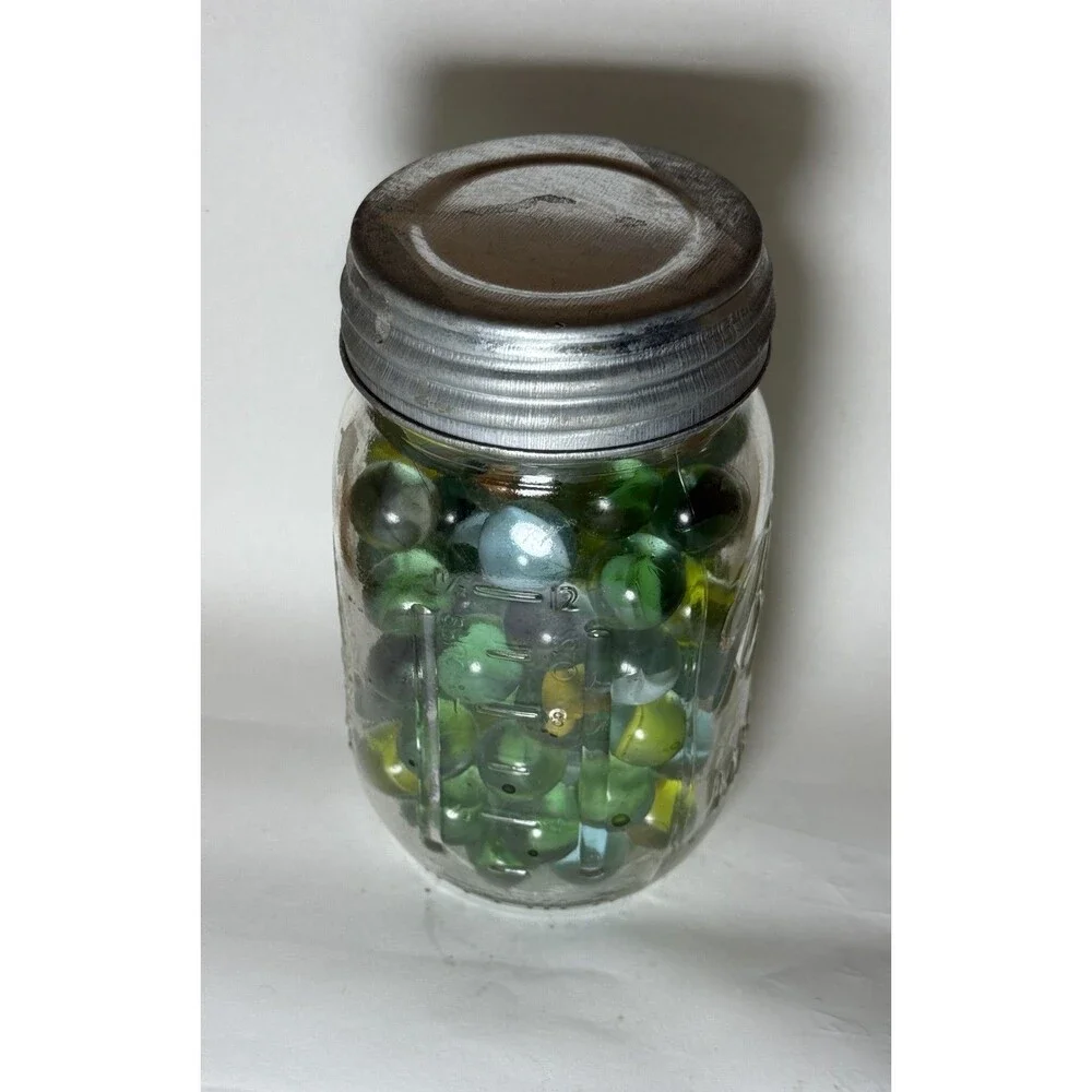 Ball Mason Pint Canning Vintage Jar and Glass Marbles #3